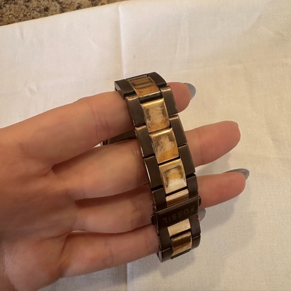 Fossil Watch Brown and Gold Tones with Rhinestones, All Stainless Steel - Picture 3 of 5